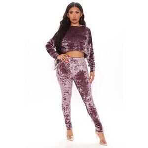 Fashion Nova Mauve Feeling Lush Top and Leggings Set Women's Size Large